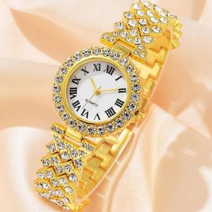 Women Gold Watch Bracelet Necklace Ladies Diamond Quartz Wristwatch Valentine's Day Mother's Day Gift
