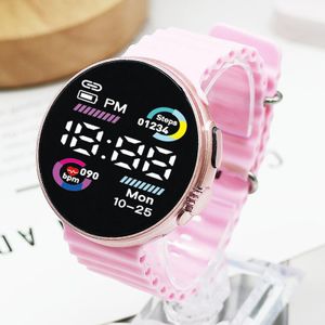 Women's LED Multi-Function Digital Sports Sports Watch Round Dial for Student - Pink