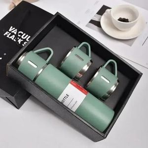 500ML 304 Insulated Cup Texture Business Portable Stainless Steel Vacuum Insulated Bottle Gift Set - Green