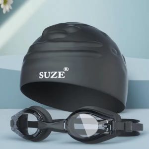 Adult high-definition anti-fog swimming goggles set - Waterproof silicone swimming goggles - UV protection - Swimming goggles + swimming cap