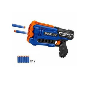 Kids Foam Dart Blaster Toy Gun - 12-Piece Set, Soft Bullet Blaster with Foam Darts for Kids (Ages 8+) - Blue