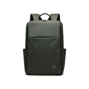 Casual Backpack Business Travel Laptop Bag Waterproof PU Leather Daypack for Men (W37 x D17 x H44)cm / (W14.6 x D6.7 x H17.3)inch - Army Green