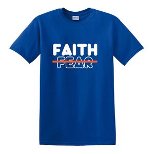  Faith over Fear Short Sleeve round Neck T-shirt -Blue