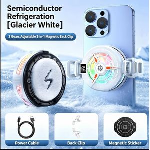 TL07 Semiconductor Phone Cooler, Powerful Cooling, Magnetic/Clip-On 2-in-1 - White
