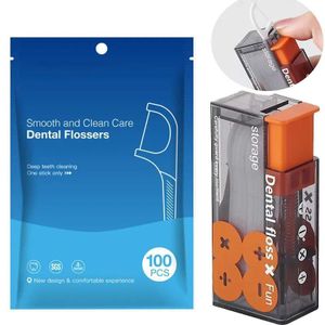 Automatic Dental Floss Storage Box Pop-Up Portable Dental Floss Dispenser With Disposable Flossing Sticks Oral Care Organizer