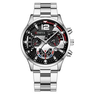 Men's Sporty Chronograph Quartz Watch – Stainless Steel Band Wristwatch