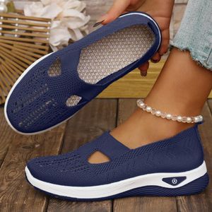 Na Women's Casual Shoes Cross-Border Teme Dropshipping Women's Shoes Fly-Knit Breathable Mom Shoes Shallow Cloth Shoes Lightweight Single Shoes
