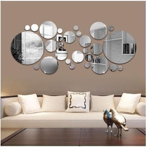 product_image_name-Generic-Round 3D Mirror Wall Stickers - 26 Pieces - Transparent-1