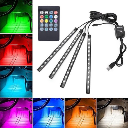 Generic 4pcs Car LED Light Strip Music Sync Interior Lighting Kit Underdash Ambient Lights with Remote Control - image 5