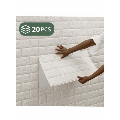 product_image_name-White Label-20PCS DIY PE Foam Self-Adhesive Waterproof 3D Wall Sticker Removable Wallpaper Art Wall Tile Bundle-2