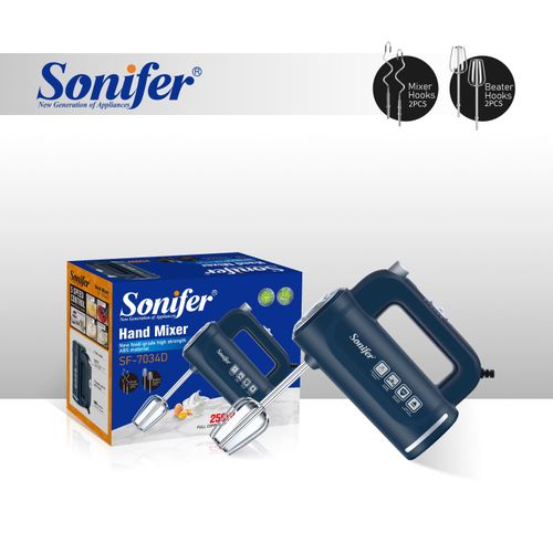 Sonifer SF-7034D Hand Mixer 251W – 5-Speed Adjustable Electric Mixer - Black