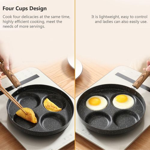 4-cup Egg Frying Pan Non Stick Egg Cooker Pan 4-cup Omelette Pan Round  Burger Pancake Pan