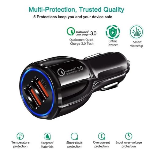 Dual Port Fast Car Charger with USB A and USB C for iPhone 13