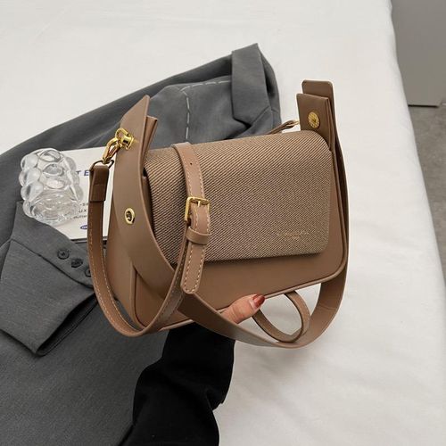 Generic Women’s Minimalist Flap Shoulder Bag-Dark Brown
