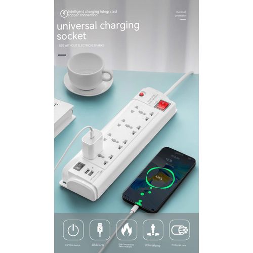 Generic 8Port  2USB  Port AC Well Spaced  Intelligent Surge Protect Power Socket - image 2