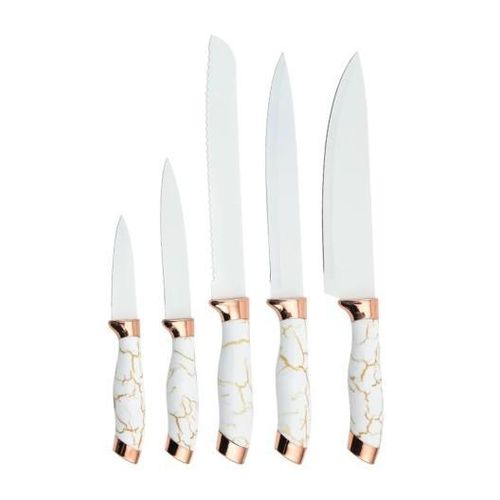 White Label 5 Pcs Kitchen Knife Set With Slotted Acrylic Block Knife Display Stand - image 2