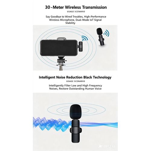 Generic K9 Dual Wireless Lavalier Microphone for Type-C Android & iPhone with iOS Adapter - image 6