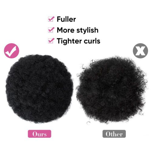product_image_name-iyooyoo-Women's Stylish Wig, 12 Inch Black Afro Ponytail Wig Hair Extension, Gift For Her-5