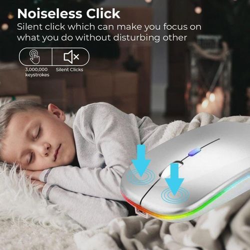 product_image_name-Generic-RGB LED Dual Mode Wireless Mouse - Bluetooth 5.2 + 2.4GHz Rechargeable - Slim Silent Click - Silver-4