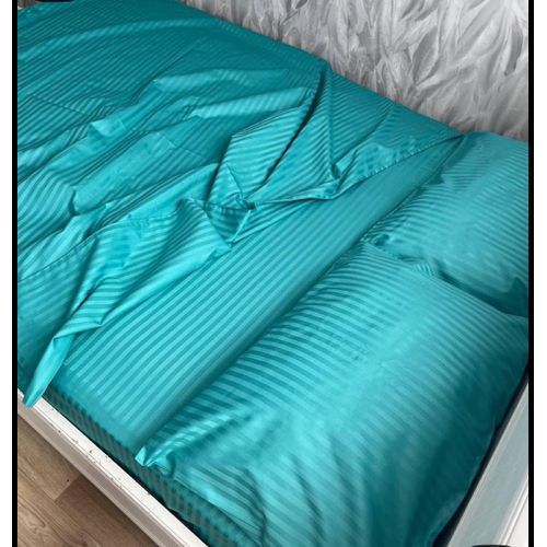 Generic 6 Pieces Luxurious pure Cotton Stripped Hotel Bedsheets Bedding Set – Two(2) Bedsheets & Four (4) Pillowcases - green - image 2