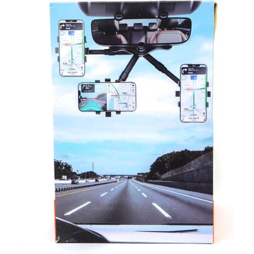 Generic 360° Rotatable Car Rearview Mirror Phone Holder – Adjustable Universal Mobile Mount for All Smartphones - image 2