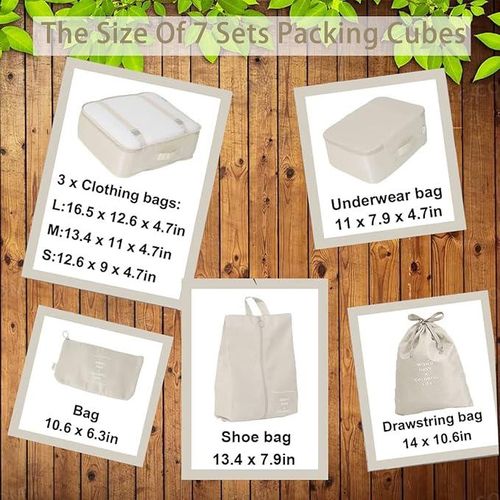 Generic 7-Piece storage bag/travel classification storage bag-Beige - image 2