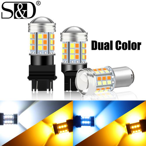 Shop Generic Dual Color T20 LED 7443 W21/5W Bulb 1157 BAY15D P21/5W Led T25  3157 P27/7W Car DRL Turn Signal Lamp Auto Lights Bulb Switch Online