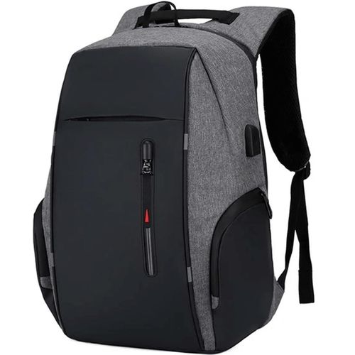product_image_name-Fashion-Laptop Backpack With USB Charger Port - Grey/Black-1
