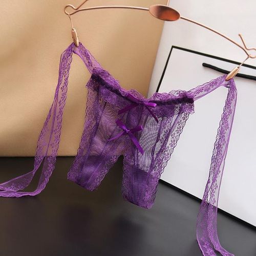 Shop Generic 3pcs/set Sexy Lace Open Crotch Panties Women Low Waist  Traceless Transparent Strap Mesh Thong Underwear G String Lingerie Online