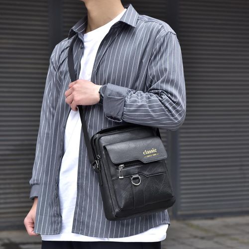 product_image_name-ZARSYN-Men's Business Crossbody Bag - Water-Repellent, Wear-Resistant, Large Capacity, Commuter-Friendly, Premium Design-LIGHT BLACK-8