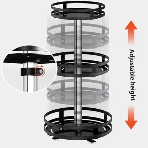Generic 3 Tier 360° Rotating Corner Storage Rack Strong Carbon Steel Adjustable Height Black - image 2