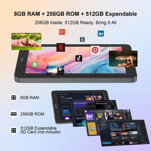 C Idea 7inch Portable Tablet with Upgraded Android 16OS,Sim 8+256GB with Stylus Earphones - image 2