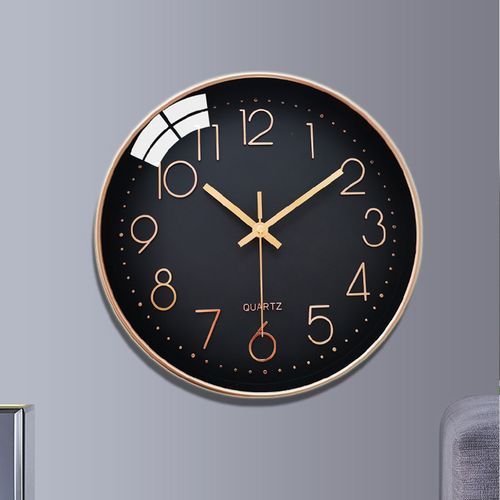product_image_name-Generic-12 Inch Modern Simple Living Room Digital Quartz Wall Clock - Black & Gold-1