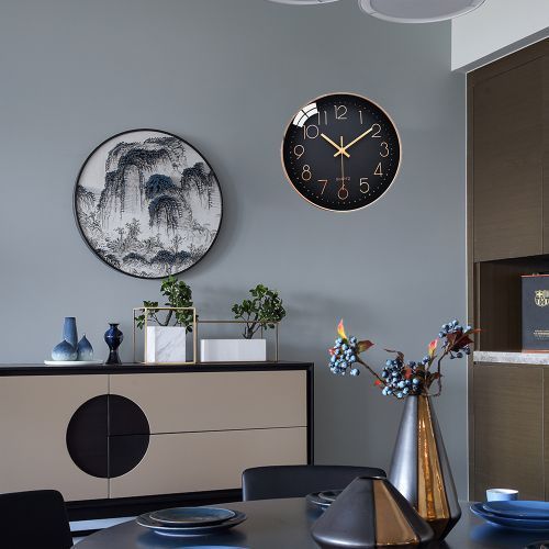 product_image_name-Generic-12 Inch Modern Simple Living Room Digital Quartz Wall Clock - Black & Gold-5