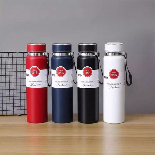 product_image_name-VACUUM-Portable 316 Stainless Steel Insulated Water Bottle Cup With Tea Strainer and Hand Strap, Flasks for Office Gym Travel - Black-2