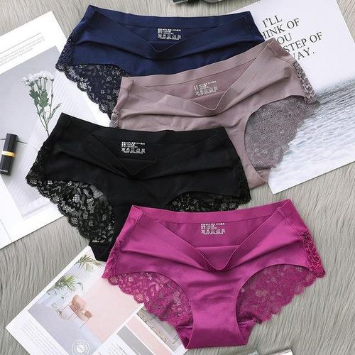 Shop Generic Sexy Lace Panties Seamless Women Underwear Nylon Silk Briefs  Intimates Bikini Cotton Lingerie Amazing Briefs Dulasi 3 Pcs Set Online