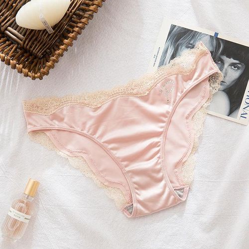 Shop Generic Sexy Lace Briefs Female Silky Trend Seamless Low Rise Lingerie  Underpants Soft Breathable Crystal Rhinestone Underwear Woman Online