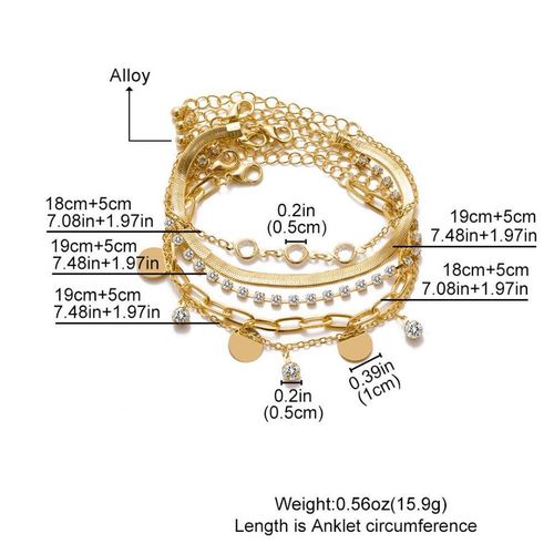 product_image_name-Fashion-5-Piece Alloy Gold Bracelet Set /Women Stackable Bangle/Dazzling Multi-Chain Design Crystal Gold Bracelet Set - Gold-2