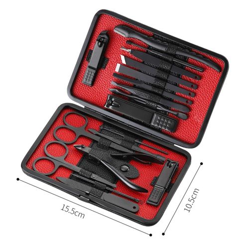 product_image_name-Generic-18pcs Professional Pedicure Manicure Tool Kit Nail Clippers Set Nail File Trimmer Eyebrow Shaving Nose Hair Trimming Tool for Nail Care & Health Care NO5115-8