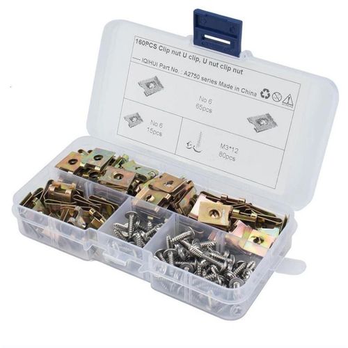 Generic 160pcs U-Type Clip Nut Set,Motorcycle Clip Nuts