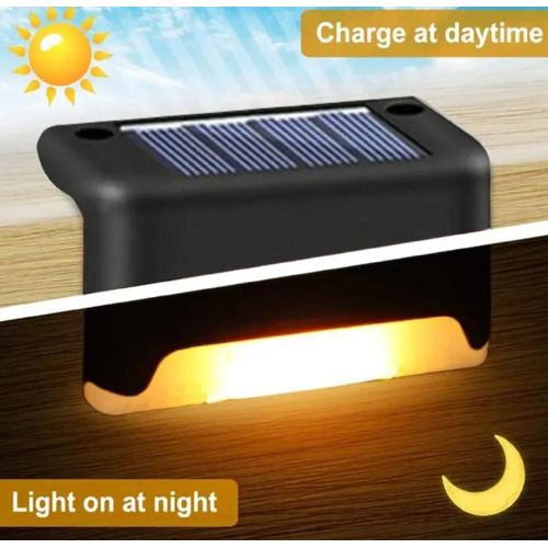 Generic 4pc Solar Deck Lights Outdoor Waterproof LED Fence Lights Garden Step Lamp for Patio Stairs Railing Pathway Fence - image 4