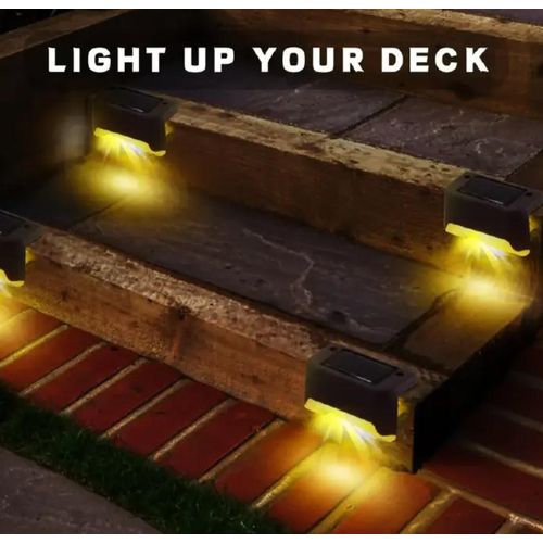 Generic 4pc Solar Deck Lights Outdoor Waterproof LED Fence Lights Garden Step Lamp for Patio Stairs Railing Pathway Fence - image 7