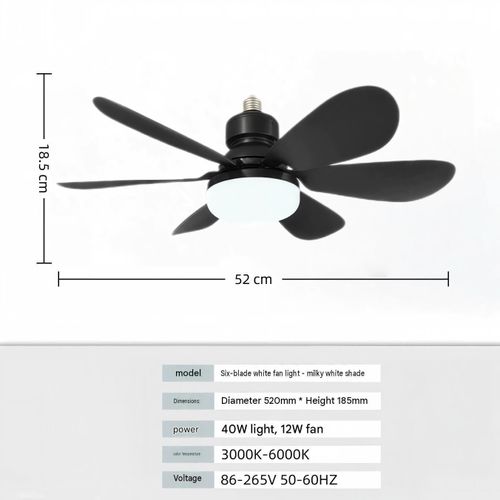 Generic 40W E27 Fan Light, Remote Control Fan Light, Three-Level Dimming - image 7