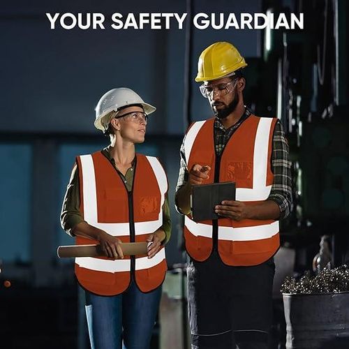 product_image_name-LICUE-2PCS-Safety Reflective Vest ANSI Class 2, High Visibility Vest with Pockets and Zipper, Construction Work-2