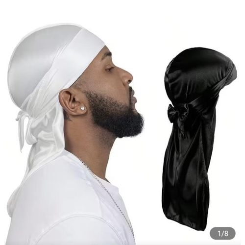 AD 2pcs Ex Men Classic Durag Wrap - Black/White