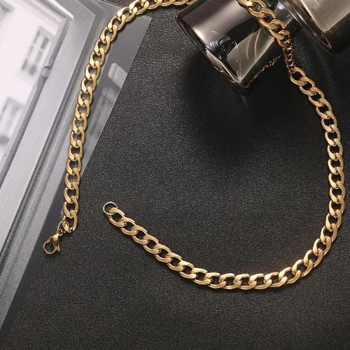 product_image_name-AIDAILU-3 Pcs Men Luxury Wrist Watch + Bracelet + Necklace Set - Gold-3