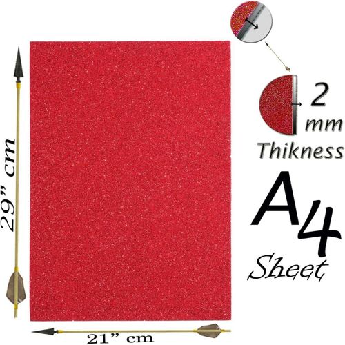Generic A4 Red Glitter EVA Foam Sheet – Red