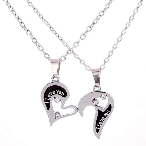 Shop Generic I Love You Rhinestone Heart Shape Pendant Couple