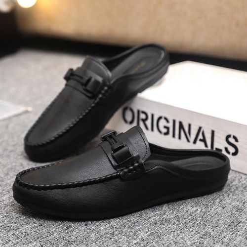 product_image_name-Fashion-Men's Slip-On Leather Loafers, Easy-Slip On Casual Shoes - Black-5