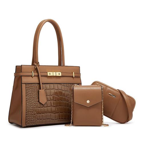 product_image_name-Generic-Quality 3 in 1 Leather Bag - Brown -1